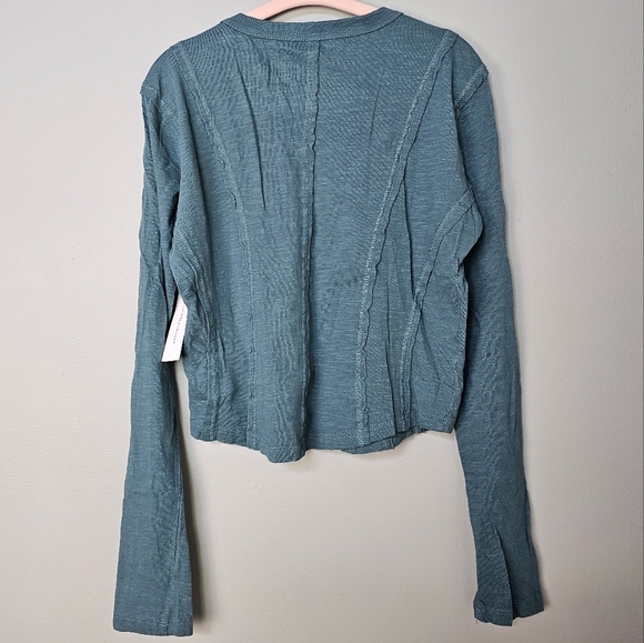 Pilcro Anthropologie Cotton Seamed Top, Turquoise, XXS/XS - Picture 6 of 10